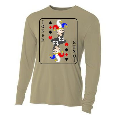 Anti Joe Biden Funny Biden Joker Playing Card Cooling Performance Long Sleeve Crew