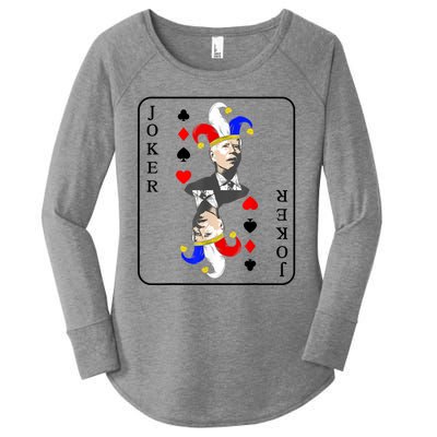 Anti Joe Biden Funny Biden Joker Playing Card Women's Perfect Tri Tunic Long Sleeve Shirt