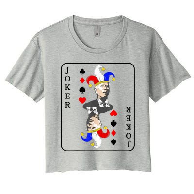 Anti Joe Biden Funny Biden Joker Playing Card Women's Crop Top Tee