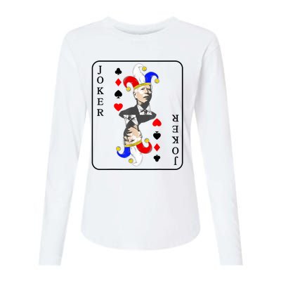 Anti Joe Biden Funny Biden Joker Playing Card Womens Cotton Relaxed Long Sleeve T-Shirt