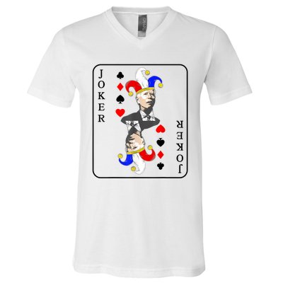 Anti Joe Biden Funny Biden Joker Playing Card V-Neck T-Shirt