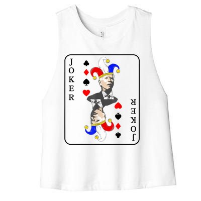 Anti Joe Biden Funny Biden Joker Playing Card Women's Racerback Cropped Tank