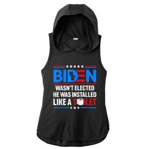 Anti Joe Biden Wasnt Elected He Was Installed Like A Toilet Ladies PosiCharge Tri-Blend Wicking Draft Hoodie Tank