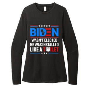 Anti Joe Biden Wasnt Elected He Was Installed Like A Toilet Womens CVC Long Sleeve Shirt