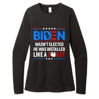 Anti Joe Biden Wasnt Elected He Was Installed Like A Toilet Womens CVC Long Sleeve Shirt