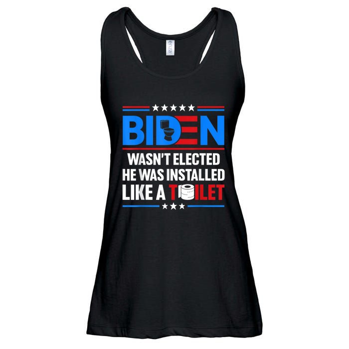 Anti Joe Biden Wasnt Elected He Was Installed Like A Toilet Ladies Essential Flowy Tank