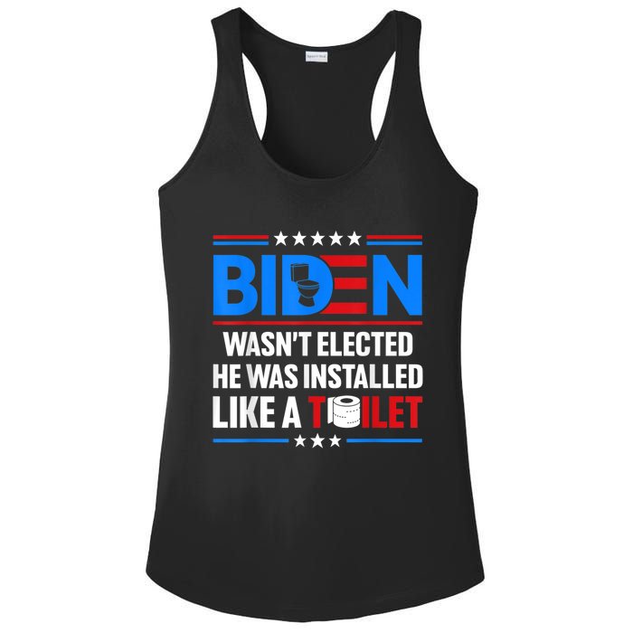 Anti Joe Biden Wasnt Elected He Was Installed Like A Toilet Ladies PosiCharge Competitor Racerback Tank