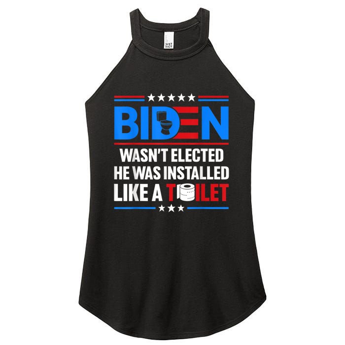 Anti Joe Biden Wasnt Elected He Was Installed Like A Toilet Women's Perfect Tri Rocker Tank