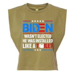 Anti Joe Biden Wasnt Elected He Was Installed Like A Toilet Garment-Dyed Women's Muscle Tee