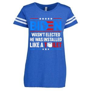 Anti Joe Biden Wasnt Elected He Was Installed Like A Toilet Enza Ladies Jersey Football T-Shirt