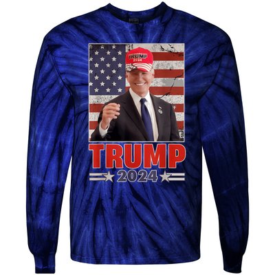 Anti Joe Biden Funny Conservative Donald Trump 2024 Tie-Dye Long Sleeve Shirt