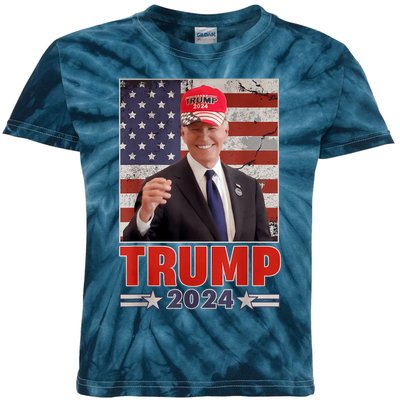 Anti Joe Biden Funny Conservative Donald Trump 2024 Kids Tie-Dye T-Shirt