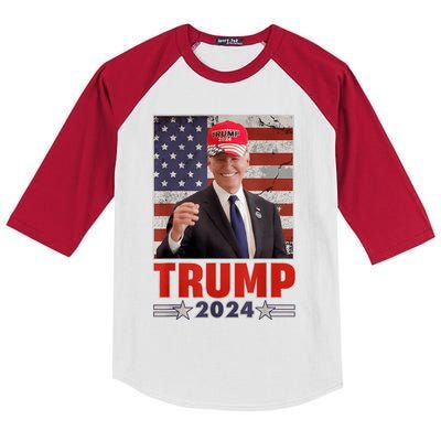 Anti Joe Biden Funny Conservative Donald Trump 2024 Kids Colorblock Raglan Jersey