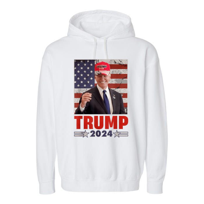 Anti Joe Biden Funny Conservative Donald Trump 2024 Garment-Dyed Fleece Hoodie