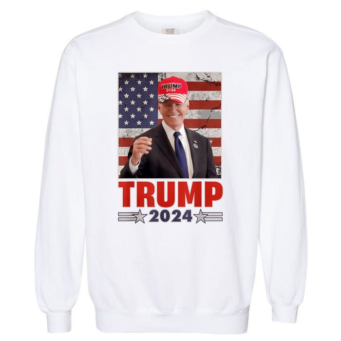 Anti Joe Biden Funny Conservative Donald Trump 2024 Garment-Dyed Sweatshirt