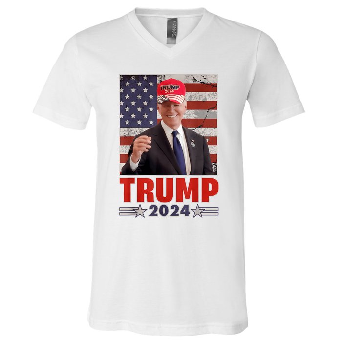 Anti Joe Biden Funny Conservative Donald Trump 2024 V-Neck T-Shirt