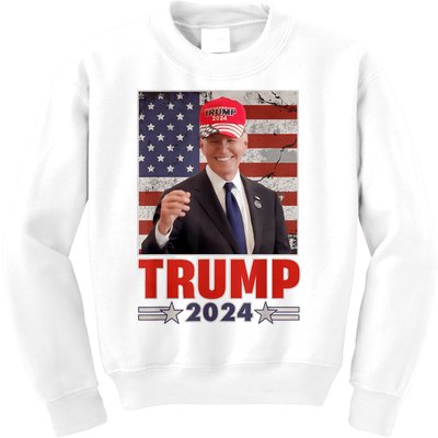 Anti Joe Biden Funny Conservative Donald Trump 2024 Kids Sweatshirt