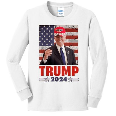 Anti Joe Biden Funny Conservative Donald Trump 2024 Kids Long Sleeve Shirt