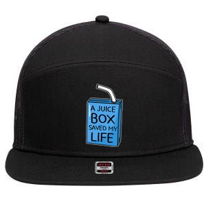 A Juice Box Saved My Life Diabetes Awareness Blue Ribbon DM 7 Panel Mesh Trucker Snapback Hat