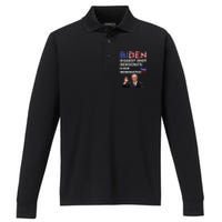 Anti Joe Biden 2020 Gaffe Sleepy Funny President Trump Maga Performance Long Sleeve Polo