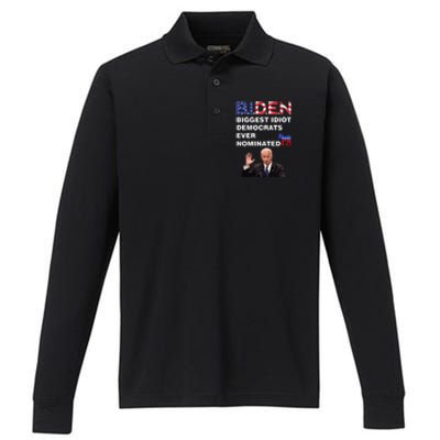 Anti Joe Biden 2020 Gaffe Sleepy Funny President Trump Maga Performance Long Sleeve Polo