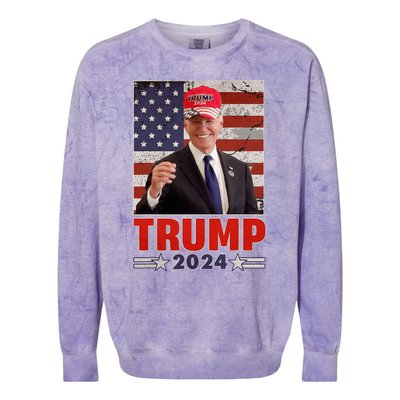 Anti Joe Biden Funny Conservative Donald Trump 2024 Colorblast Crewneck Sweatshirt