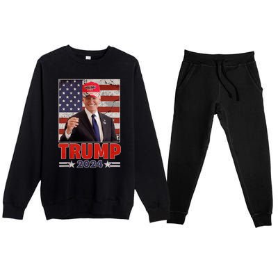 Anti Joe Biden Funny Conservative Donald Trump 2024 Premium Crewneck Sweatsuit Set