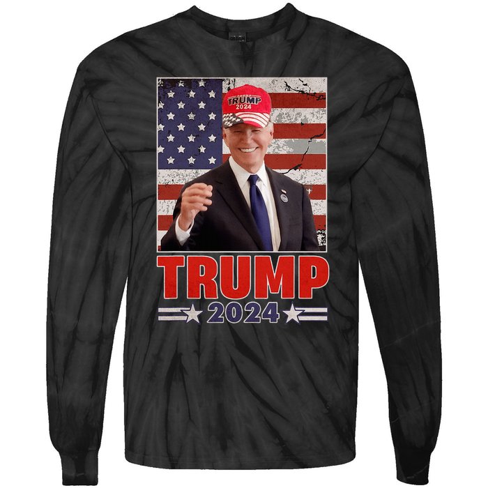 Anti Joe Biden Funny Conservative Donald Trump 2024 Tie-Dye Long Sleeve Shirt