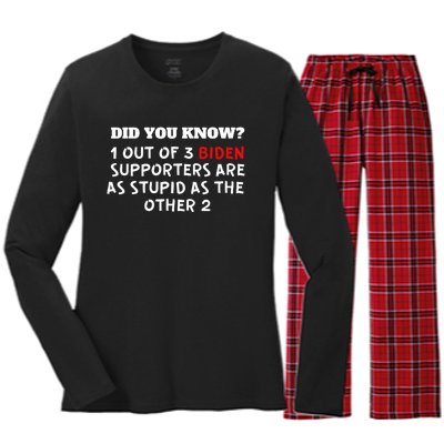 Anti Joe Biden Biden Supporters Are As Stupid Women's Long Sleeve Flannel Pajama Set 