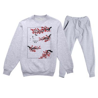 Aesthetic Japan Bonsai Korean Vaporwave Clothes Streetwear Premium Crewneck Sweatsuit Set