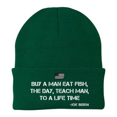 Anti Joe Biden Quote Buy A Man Eat Fish Knit Cap Winter Beanie