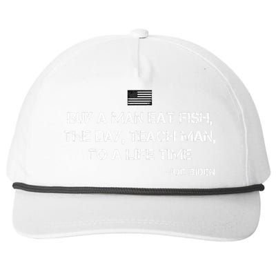 Anti Joe Biden Quote Buy A Man Eat Fish Snapback Five-Panel Rope Hat