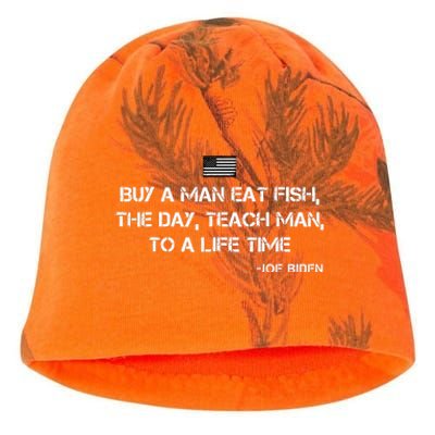 Anti Joe Biden Quote Buy A Man Eat Fish Kati - Camo Knit Beanie