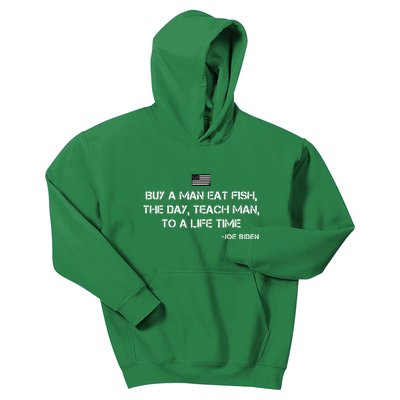 Anti Joe Biden Quote Buy A Man Eat Fish Kids Hoodie