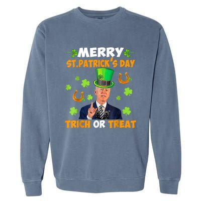 Anti Joe Biden St Patricks Day Funny Happy 4th Of July Garment-Dyed Sweatshirt