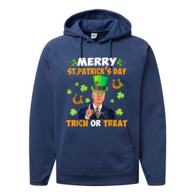 Anti Joe Biden St Patricks Day Funny Happy 4th Of July Performance Fleece Hoodie