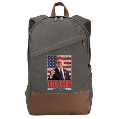 Anti Joe Biden Funny Conservative Donald Trump 2024 Cotton Canvas Backpack