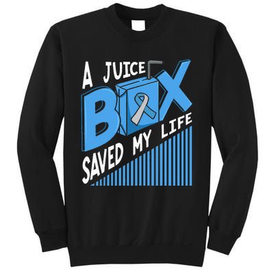 A Juice Box Saved My Life Diabetes DM Blue Awareness Ribbon Sweatshirt