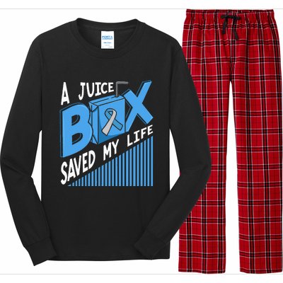 A Juice Box Saved My Life Diabetes DM Blue Awareness Ribbon Long Sleeve Pajama Set