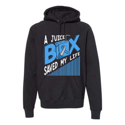 A Juice Box Saved My Life Diabetes DM Blue Awareness Ribbon Premium Hoodie