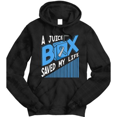 A Juice Box Saved My Life Diabetes DM Blue Awareness Ribbon Tie Dye Hoodie