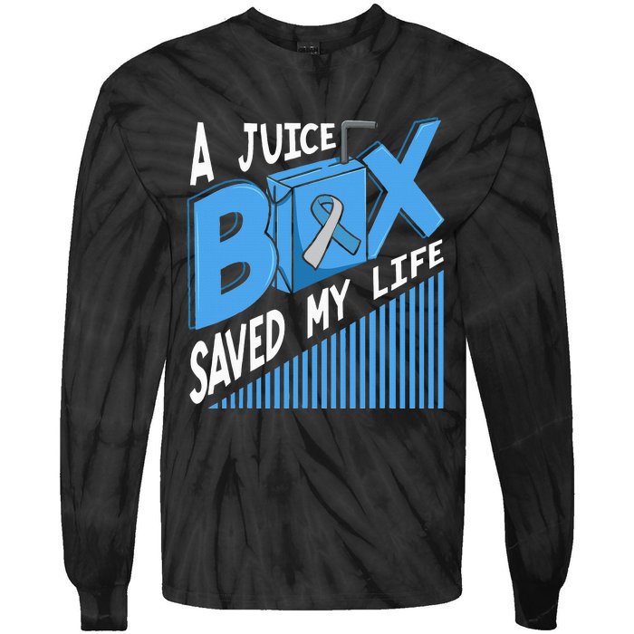 A Juice Box Saved My Life Diabetes DM Blue Awareness Ribbon Tie-Dye Long Sleeve Shirt