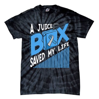 A Juice Box Saved My Life Diabetes DM Blue Awareness Ribbon Tie-Dye T-Shirt