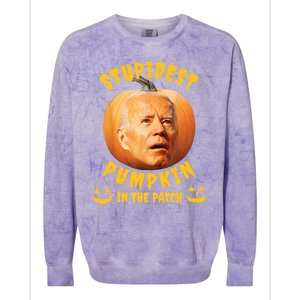 Anti Joe Biden Stupidest Pumpkin In The Patch Halloween Colorblast Crewneck Sweatshirt