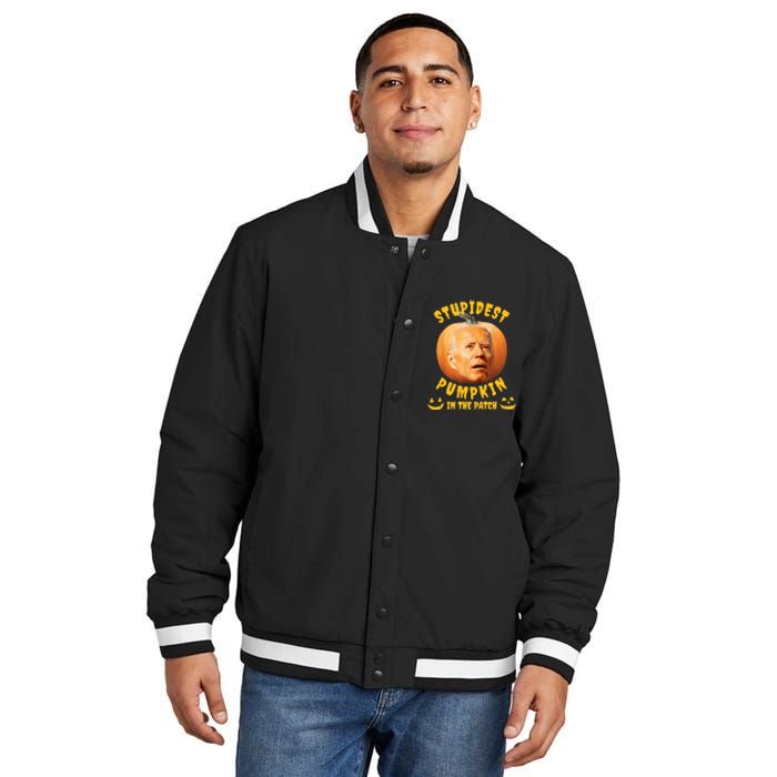 Anti Joe Biden Stupidest Pumpkin In The Patch Halloween Insulated Varsity Jacket