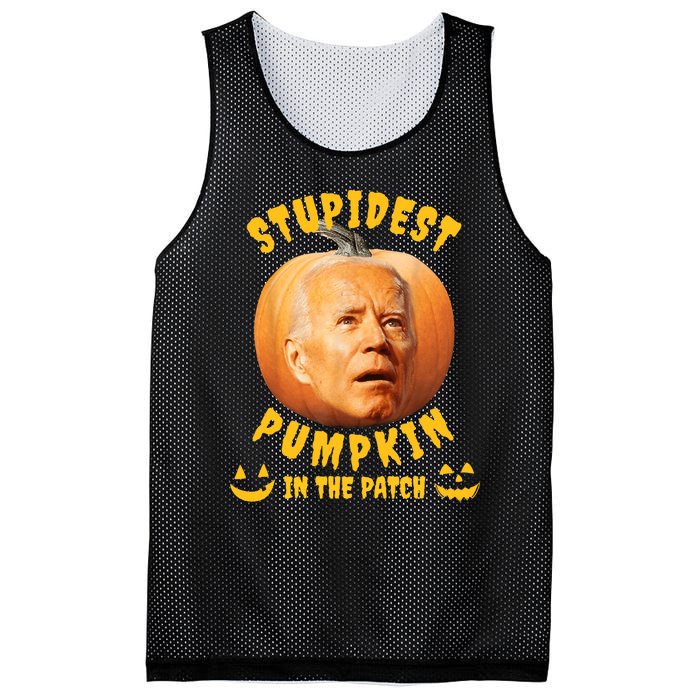 Anti Joe Biden Stupidest Pumpkin In The Patch Halloween Mesh Reversible Basketball Jersey Tank