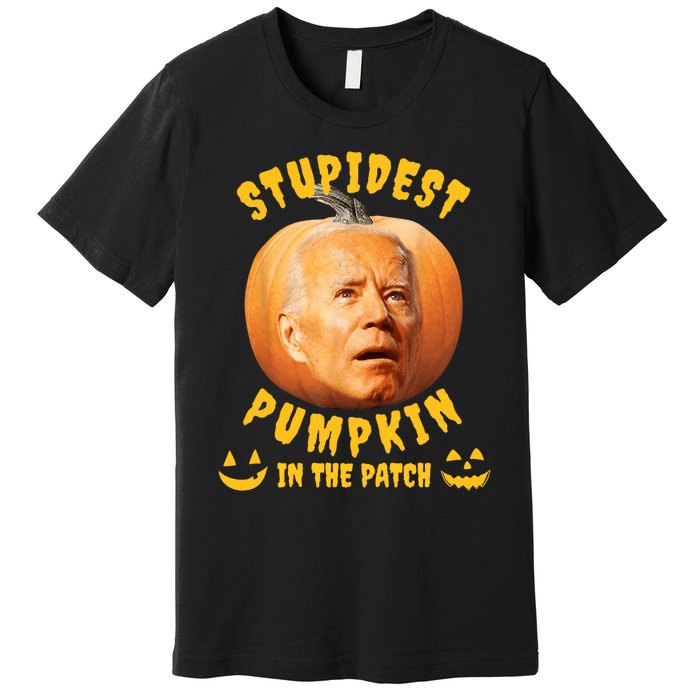 Anti Joe Biden Stupidest Pumpkin In The Patch Halloween Premium T-Shirt