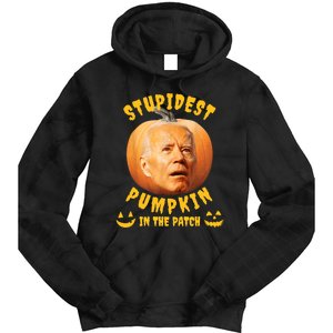 Anti Joe Biden Stupidest Pumpkin In The Patch Halloween Tie Dye Hoodie