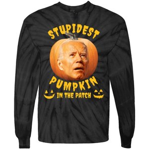 Anti Joe Biden Stupidest Pumpkin In The Patch Halloween Tie-Dye Long Sleeve Shirt