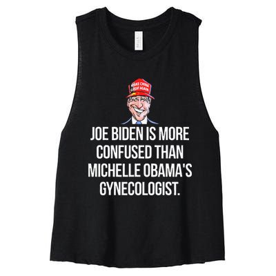 Anti Joe Biden Is More Confused Than Obama's Gynecologist Women's Racerback Cropped Tank